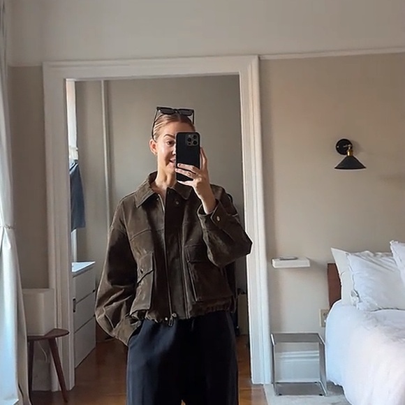 Zara Olive/Khaki Suede Biker Jacket - Women - Picture 7 of 7